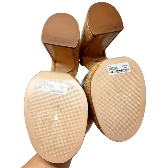 NEW Schutz Pattie Metallic Leather Platform Sandal Chunky Heel Silver US 8.5 - Picture 7 of 8